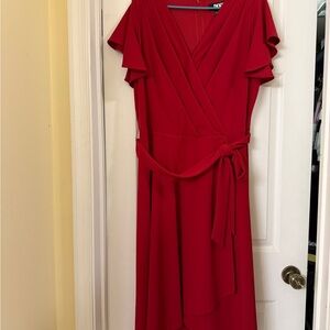 DKNY Red Asymmetrical Dress